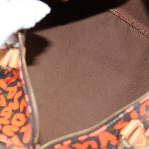 LOUIS VUITTON Monogram Graffiti Speedy 30 Hand Bag Orange M93705 Auth 131812V - Picture 8 of 16
